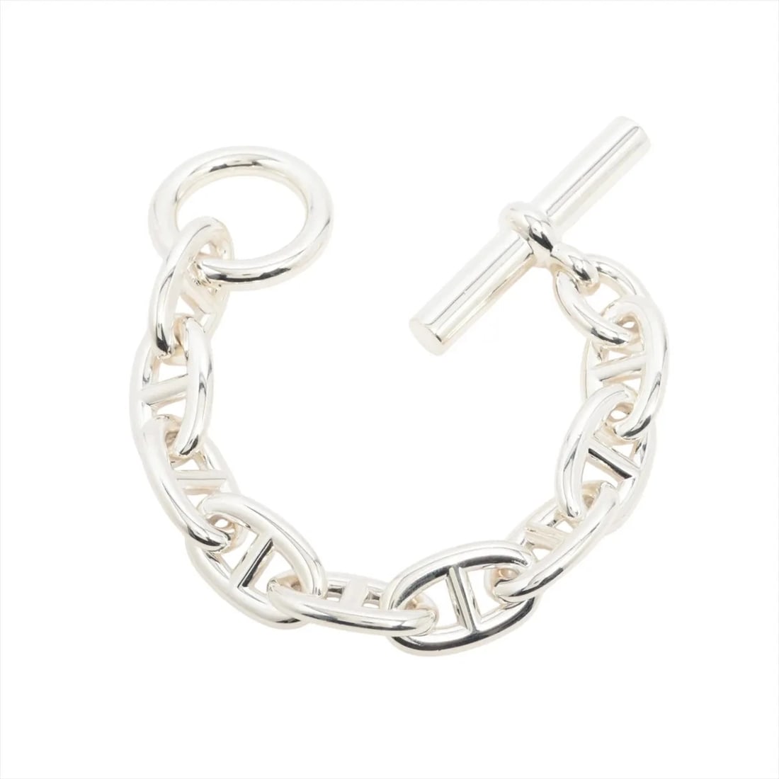 HERMÈS CHAÎNE D'ANCRE BRACELET 9 FRAMES 925 SILVER: Hermès Chaîne d'Ancre Bracelet 9 frames 925 Silver Brand: Hermès Type: Bracelet Material: 925 Color: Silver Size: Bracelet length:13 Accessories: None Accessories Notice: When purchasing