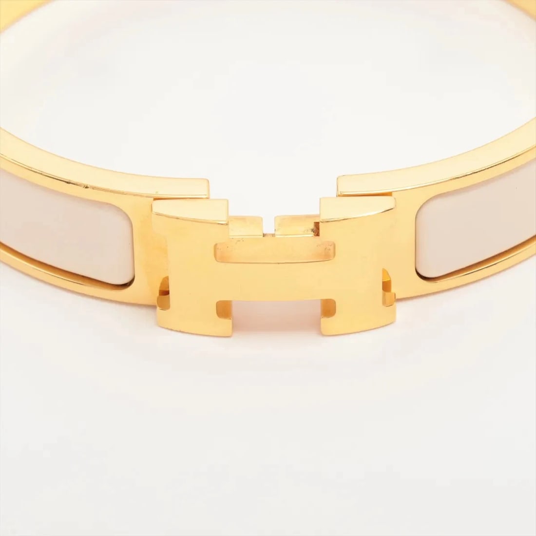 HERMÈS CLIC CLAC H BANGLE BRACELET 925 X ENAMEL BEIGE X GOLD (1 of 5)