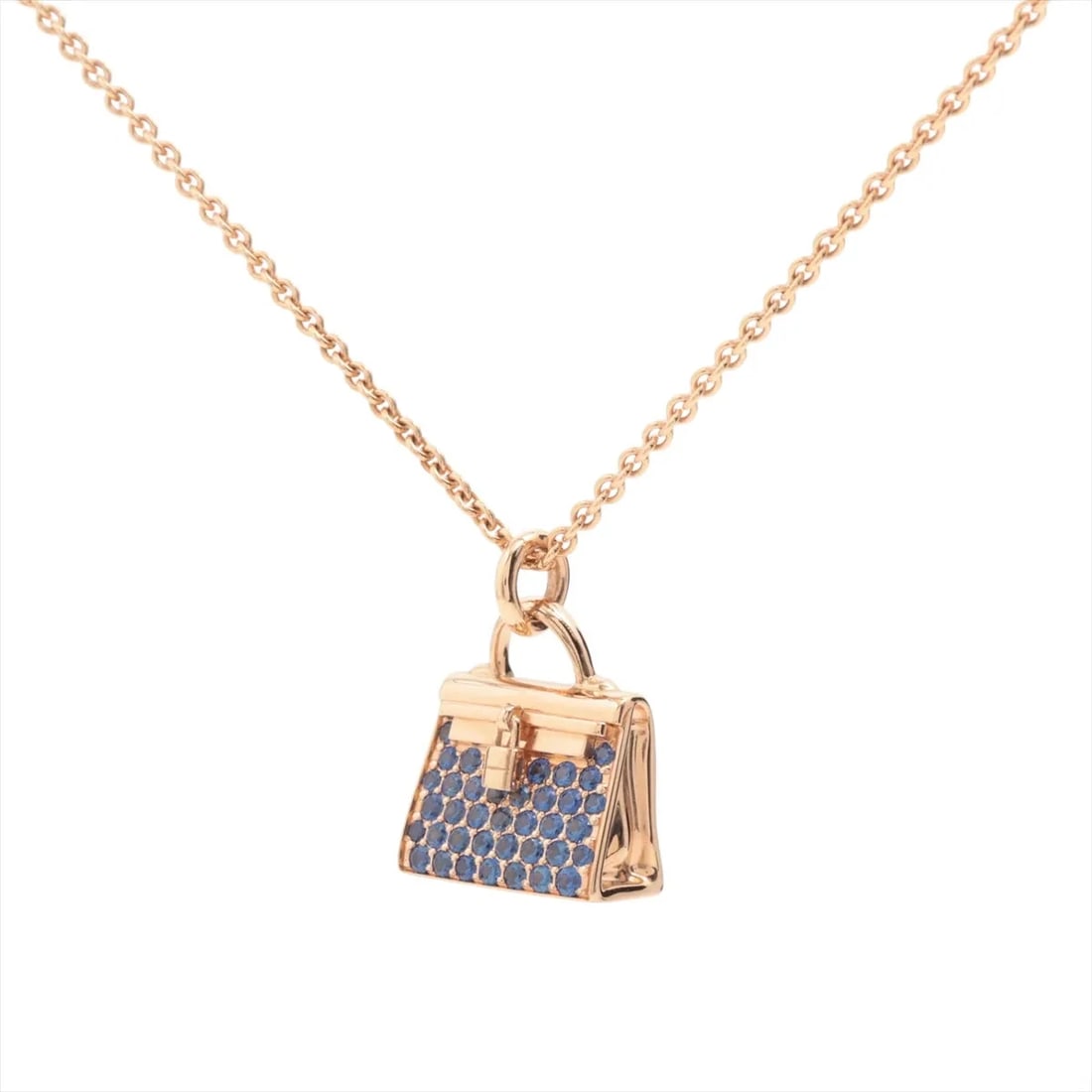 HERMÈS KELLY SAPPHIRE NECKLACE 750(PG): Hermès Kelly Sapphire Necklace 750(PG) Brand: Hermès Type: Necklace Material: 750(PG) Color: Pink Gold Size: Chain length:39.9 Accessories: None Accessories Notice: When purchasing
