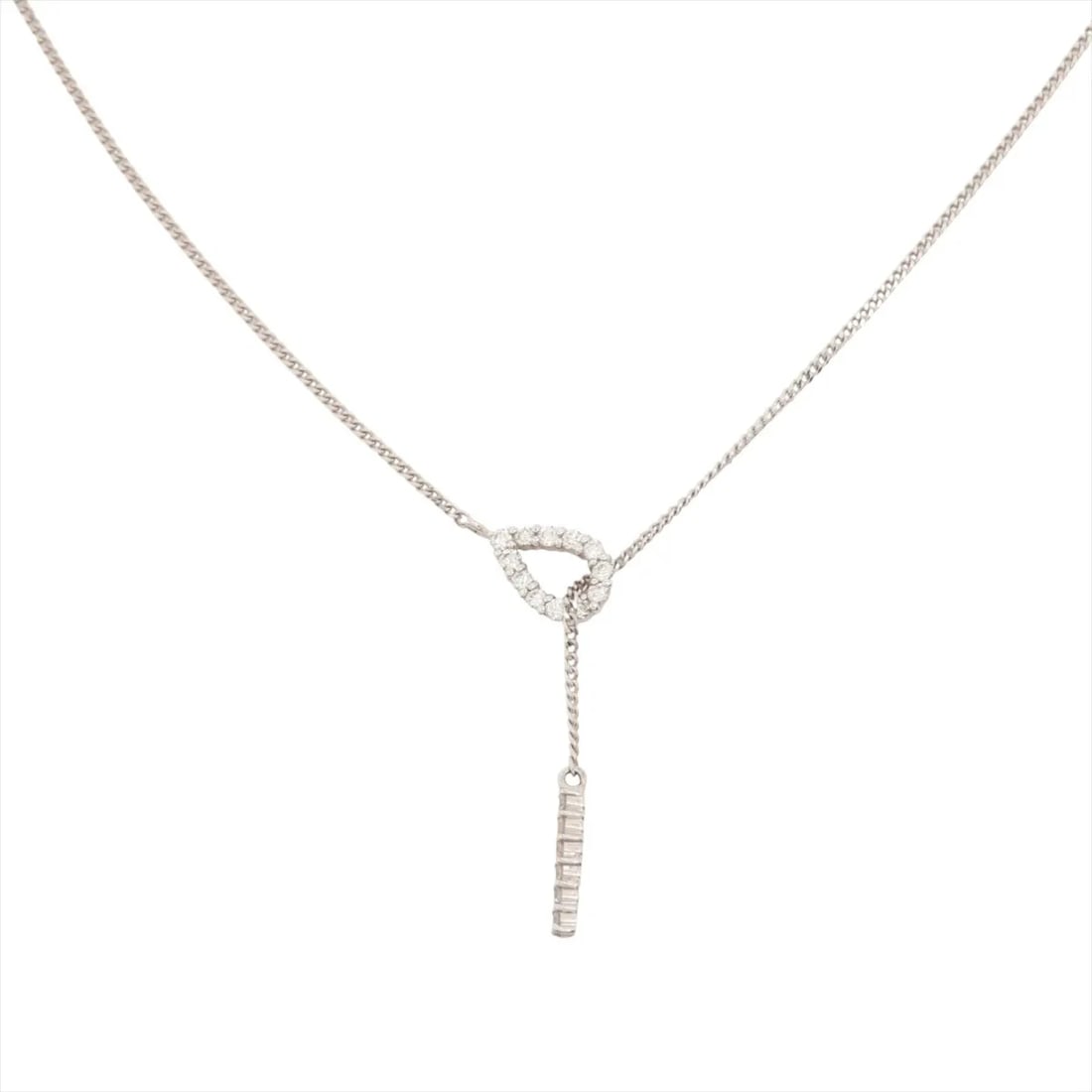 ETE DIAMOND NECKLACE K18(WG): ete diamond Necklace K18(WG) Brand: K18(WG) Type: Necklace Material: K18(WG) Color: White Gold Size: Chain length:68.5 Accessories: None Accessories Notice: When purchasing pre-owned goods,