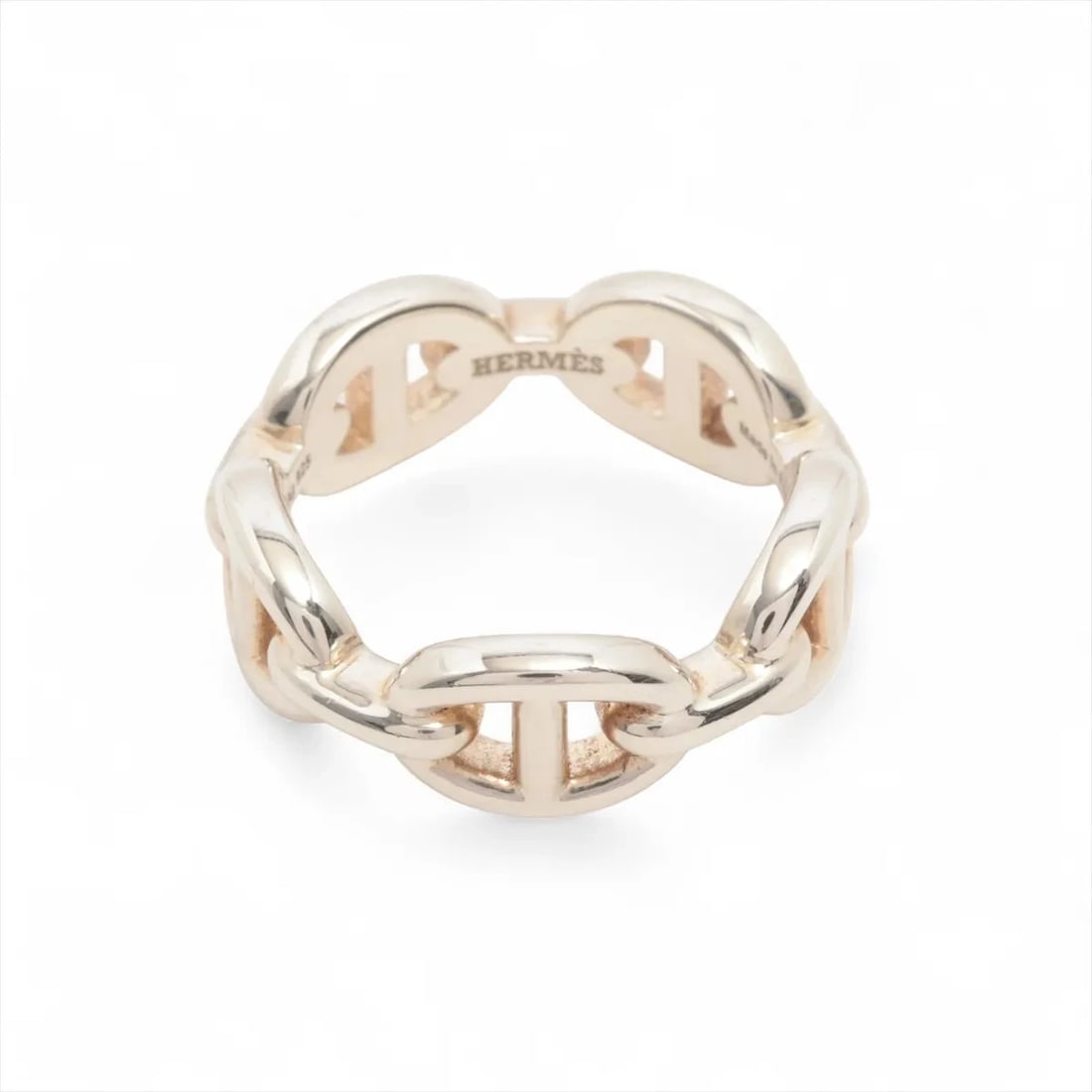 HERMÈS CHAÎNE D'ANCRE ENCHAINEE RING 925 SILVER: Hermès Chaîne d'Ancre Enchainee Ring 925 Silver Brand: Hermès Type: Ring Material: 925 Color: Silver Size: 5.5 - 5.75 US Accessories: None Accessories Notice: When purchasing pre-owned