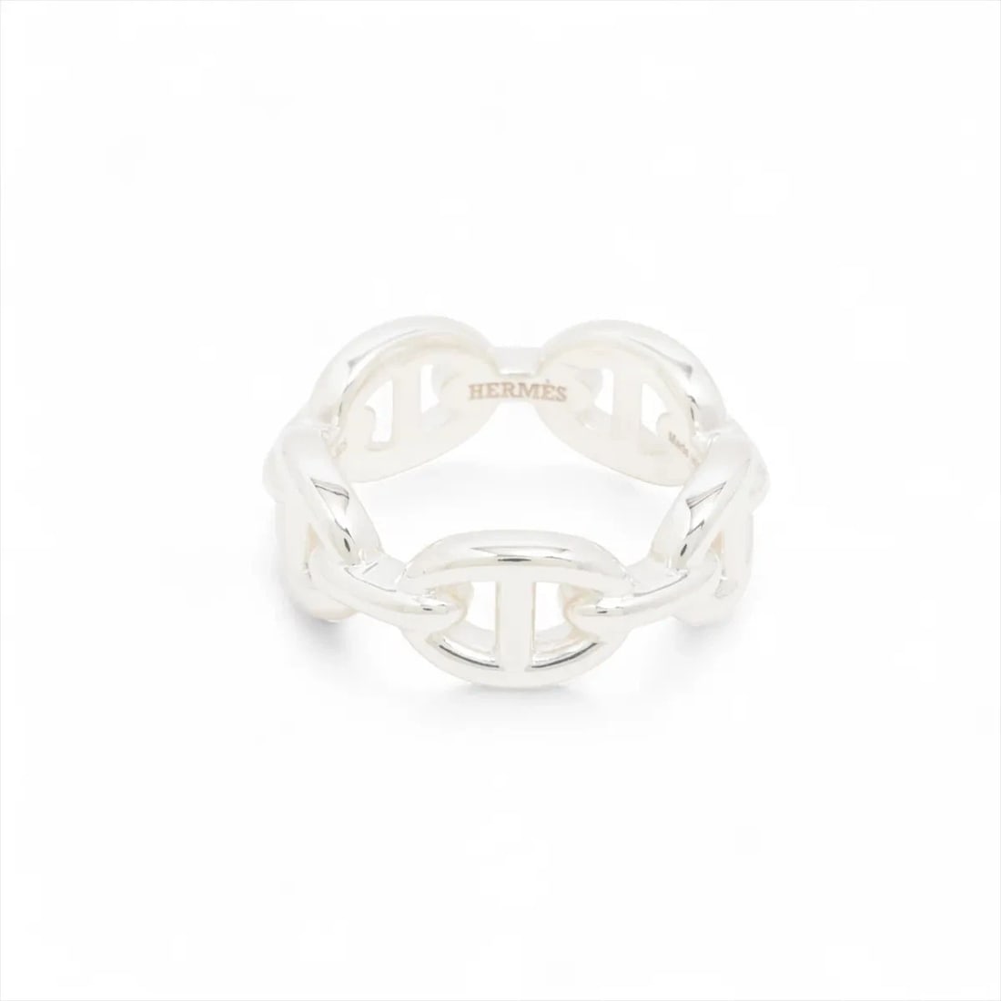 HERMÈS CHAÎNE D'ANCRE ENCHAINEE RING 925 SILVER: Hermès Chaîne d'Ancre Enchainee Ring 925 Silver Brand: Hermès Type: Ring Material: 925 Color: Silver Size: 5.5 - 5.75 US Accessories: None Accessories Notice: When purchasing pre-owned