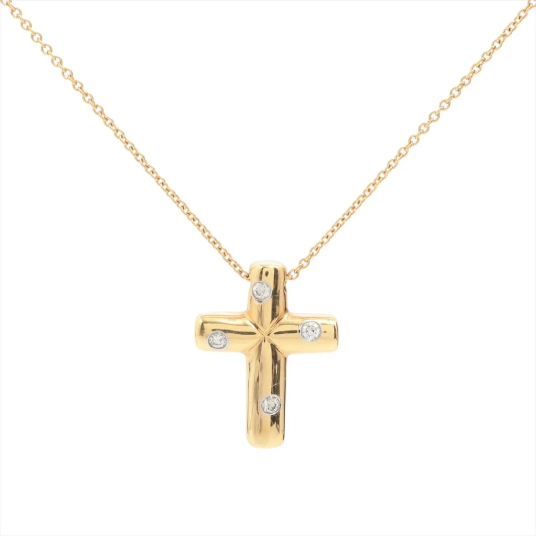 TIFFANY DOTS CROSS DIAMOND NECKLACE 750(YG): Tiffany Dots Cross diamond Necklace 750(YG) Brand: Tiffany Type: Necklace Material: 750(YG) Color: Yellow Gold Size: Chain length:41.3 Accessories: None Accessories Notice: When purchasing