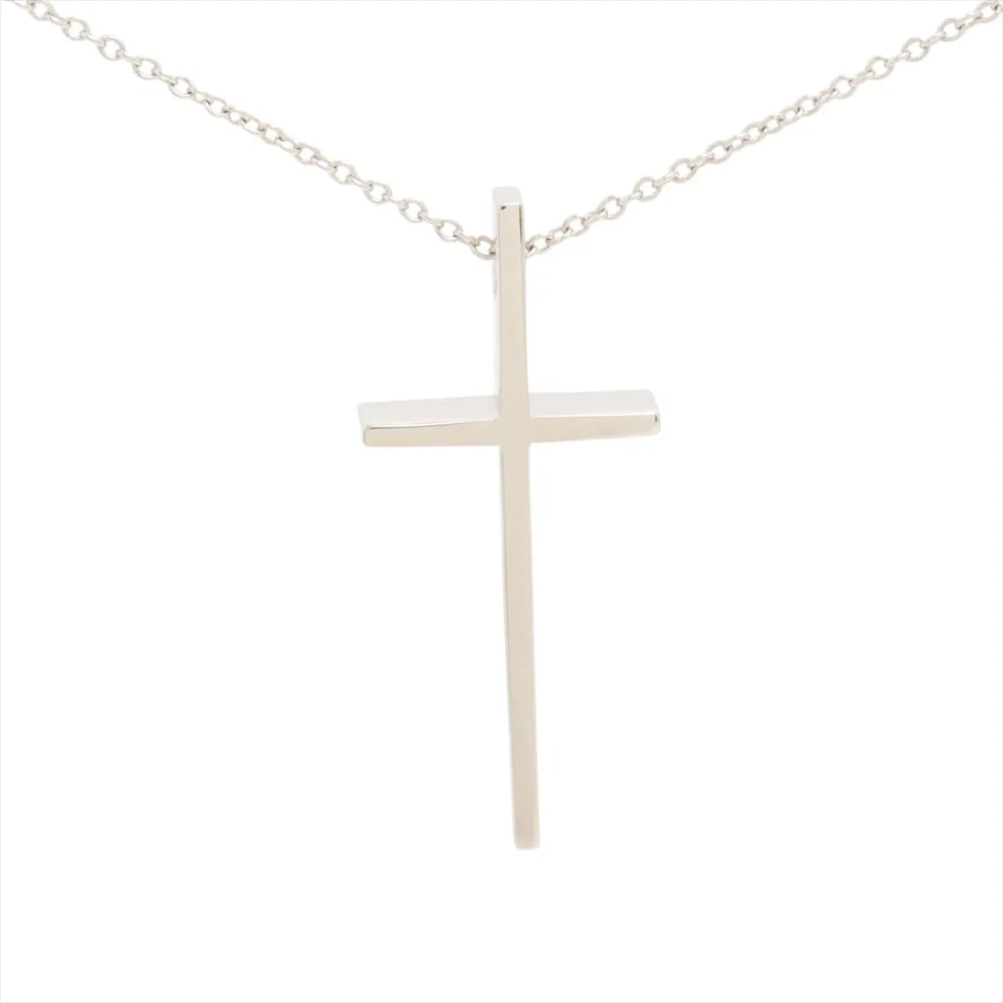 TIFFANY CROSS NECKLACE 750(WG): Tiffany Cross Necklace 750(WG) Brand: Tiffany Type: Necklace Material: 750(WG) Color: White Gold Size: Chain length:47.3 Accessories: None Accessories Notice: When purchasing pre-owned goods,