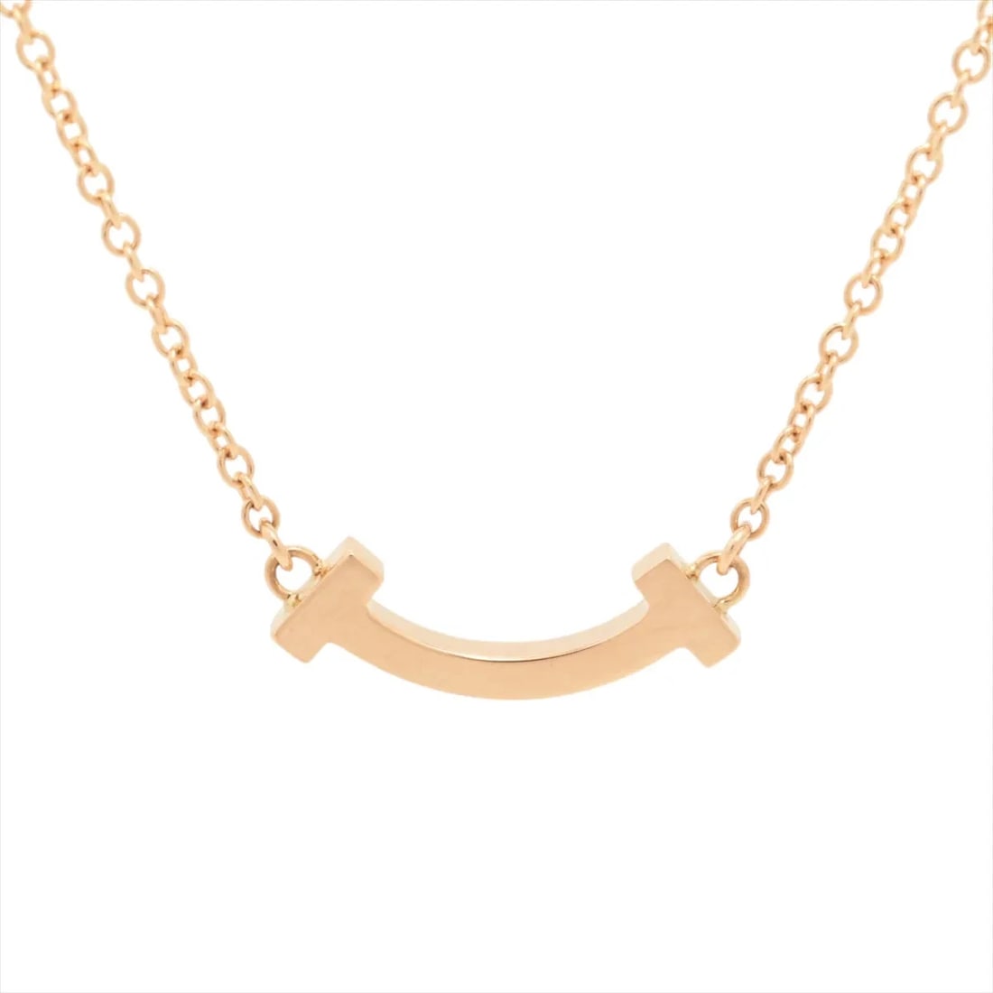 TIFFANY T SMILE MINI NECKLACE 750(PG): Tiffany T Smile Mini Necklace 750(PG) Brand: Tiffany Type: Necklace Material: 750(PG) Color: Pink Gold Size: Chain length:46 Accessories: None Accessories Notice: When purchasing pre-owned