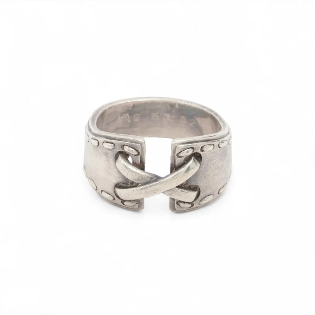 HERMÈS MEXICAN RING RING 925 SILVER: Hermès Mexican Ring Ring 925 Silver Brand: Hermès Type: Ring Material: 925 Color: Silver Size: 5.5 - 5.75 US Accessories: None Accessories Notice: When purchasing pre-owned goods, please