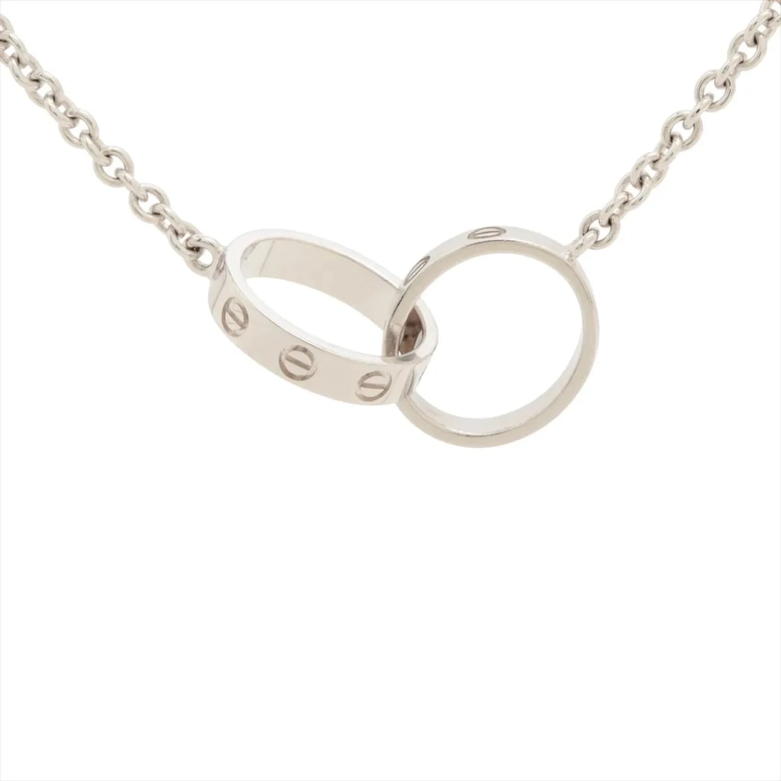 CARTIER BABY LOVE NECKLACE 750(WG): Cartier Baby Love Necklace 750(WG) Brand: Cartier Type: Necklace Material: 750(WG) Color: White Gold Size: Chain length:44.1 Accessories: None Accessories Notice: When purchasing pre-owned