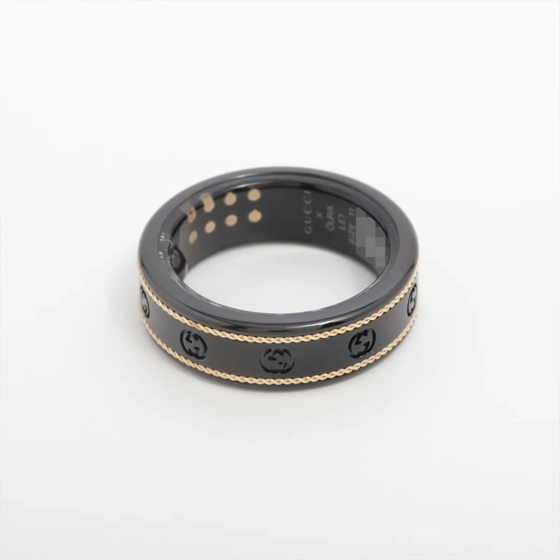 GUCCI X AURA INTERLOCKING G RING TITANIUM BLACK - 2