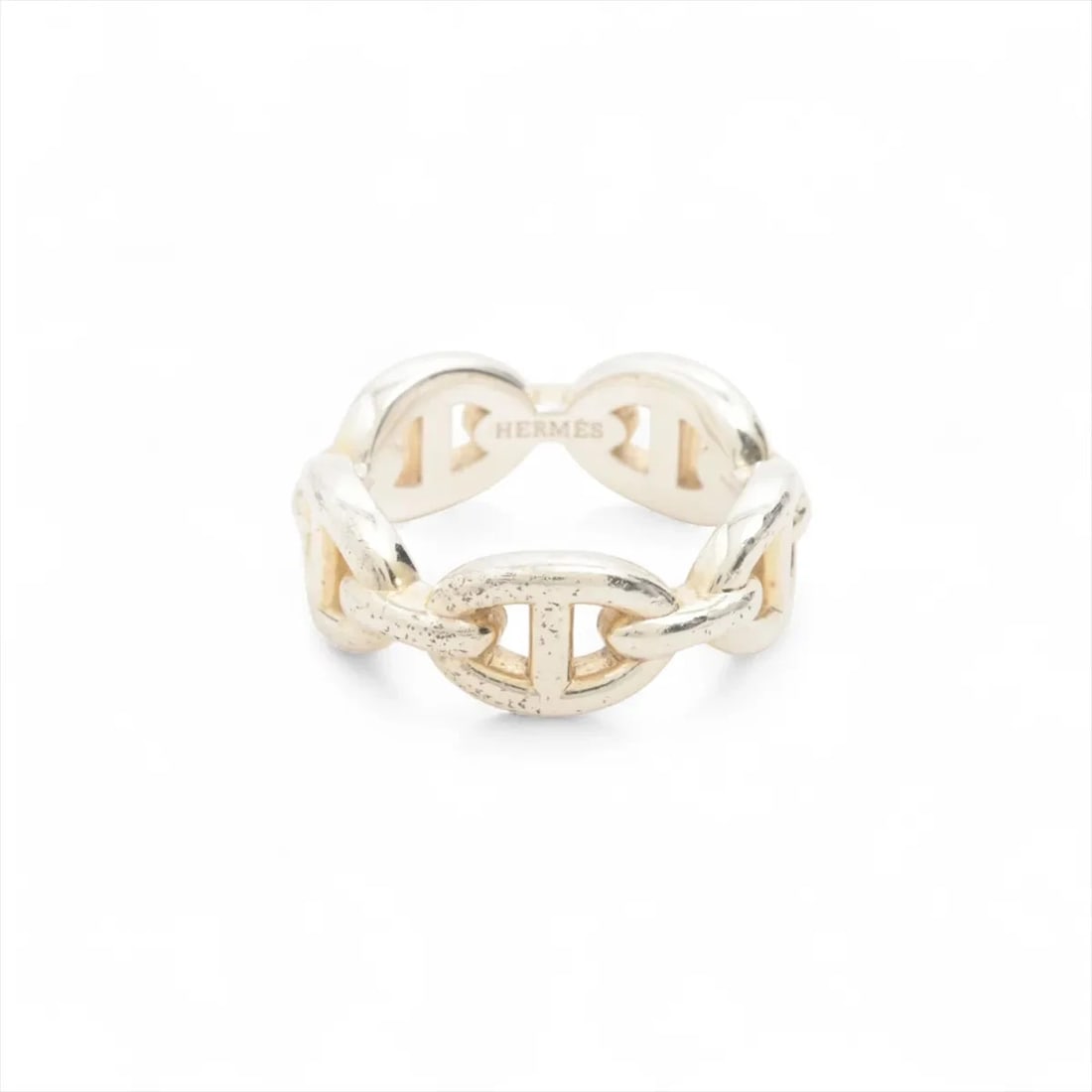 HERMÈS CHAÎNE D'ANCRE ENCHAINEE RING 925 SILVER: Hermès Chaîne d'Ancre Enchainee Ring 925 Silver Brand: Hermès Type: Ring Material: 925 Color: Silver Size: 6 US Accessories: None Accessories Notice: When purchasing pre-owned goods, please
