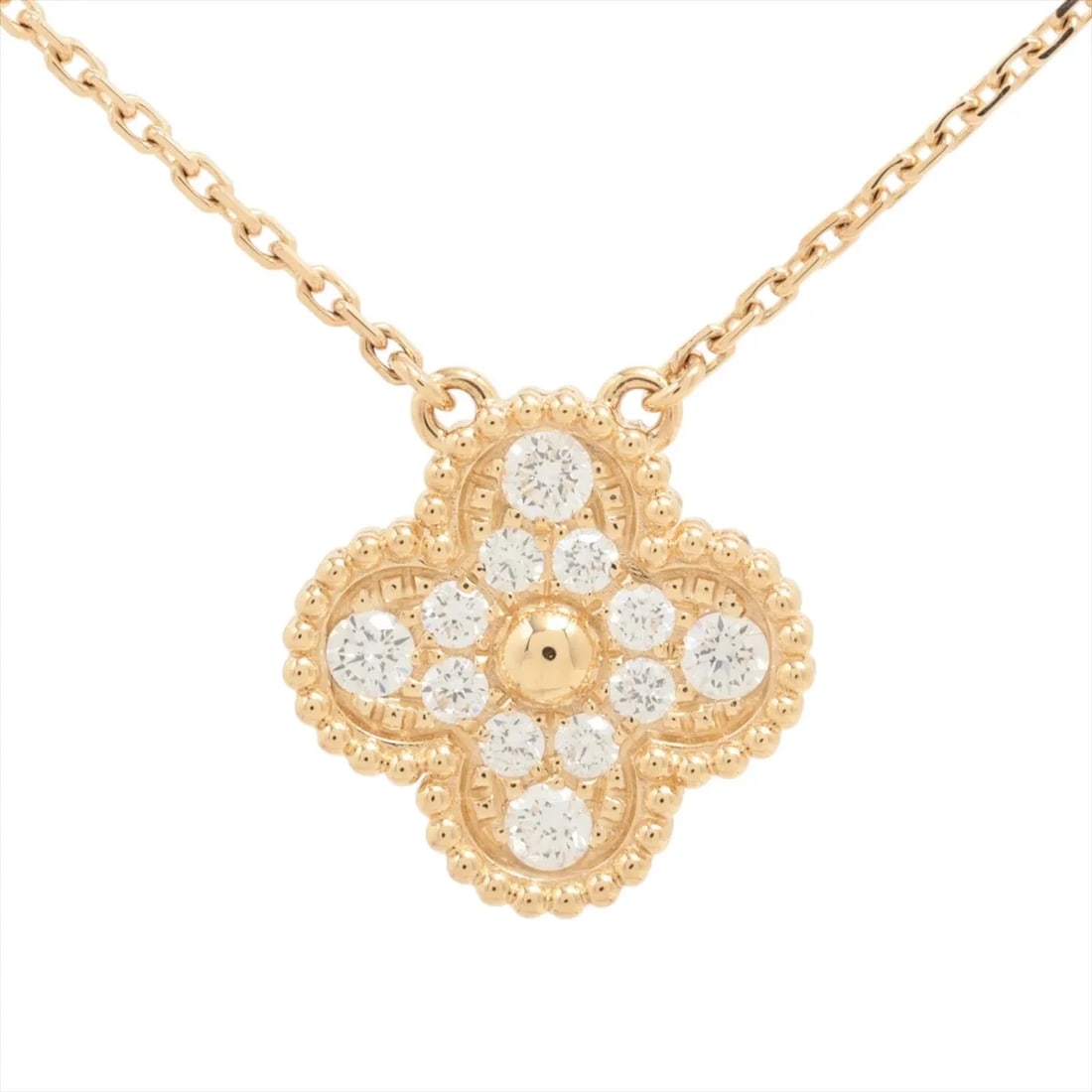 VAN CLEEF & ARPELS VINTAGE ALHAMBRA DIAMOND NECKLACE 750(YG): Van Cleef & Arpels Vintage Alhambra diamond Necklace 750(YG) Brand: Van Cleef & Arpels Type: Necklace Material: 750(YG) Color: Yellow Gold Size: Chain length:42.3 Accessories: None