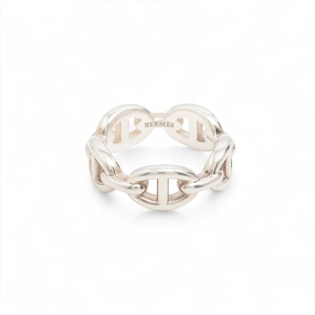 HERMÈS CHAÎNE D'ANCRE ENCHAINEE RING 925 SILVER: Hermès Chaîne d'Ancre Enchainee Ring 925 Silver Brand: Hermès Type: Ring Material: 925 Color: Silver Size: 6.25 - 6.5 US Accessories: None Accessories Notice: When purchasing pre-owned