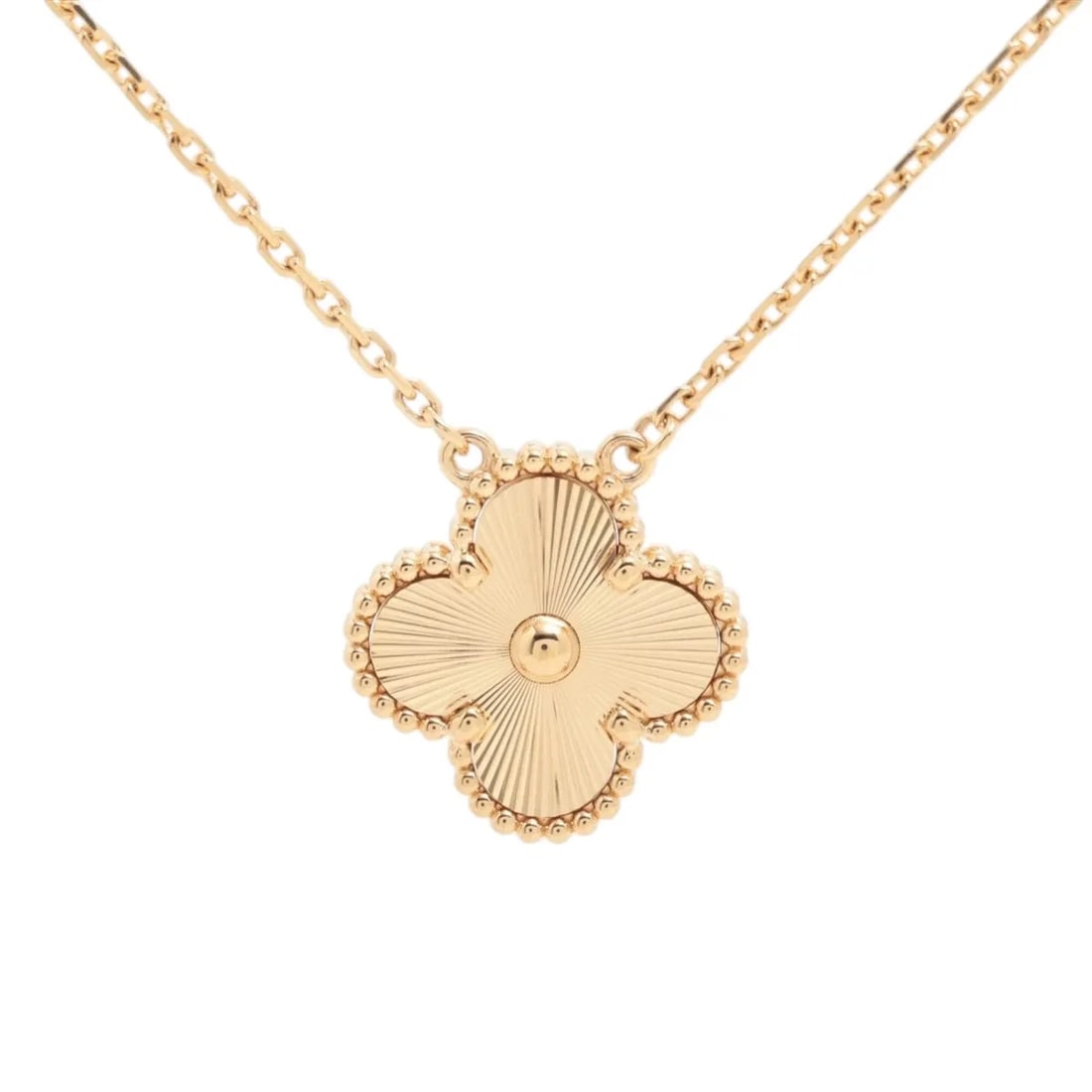 VAN CLEEF & ARPELS VINTAGE ALHAMBRA GUILLOCHE NECKLACE 750(YG): Van Cleef & Arpels Vintage Alhambra Guilloche Necklace 750(YG) Brand: Van Cleef & Arpels Type: Necklace Material: 750(YG) Color: Yellow Gold Size: Chain length:42.3 Accessories: None