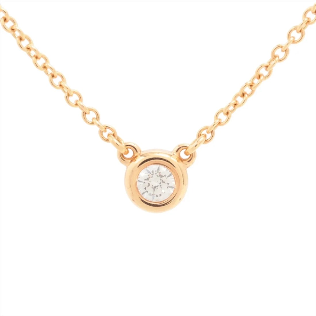 TIFFANY BY THE YARD 1P DIAMOND NECKLACE 750(PG): Tiffany By the Yard 1P diamond Necklace 750(PG) Brand: Tiffany Type: Necklace Material: 750(PG) Color: Pink Gold Size: Chain length:41.5 Accessories: None Accessories Notice: When purchasing