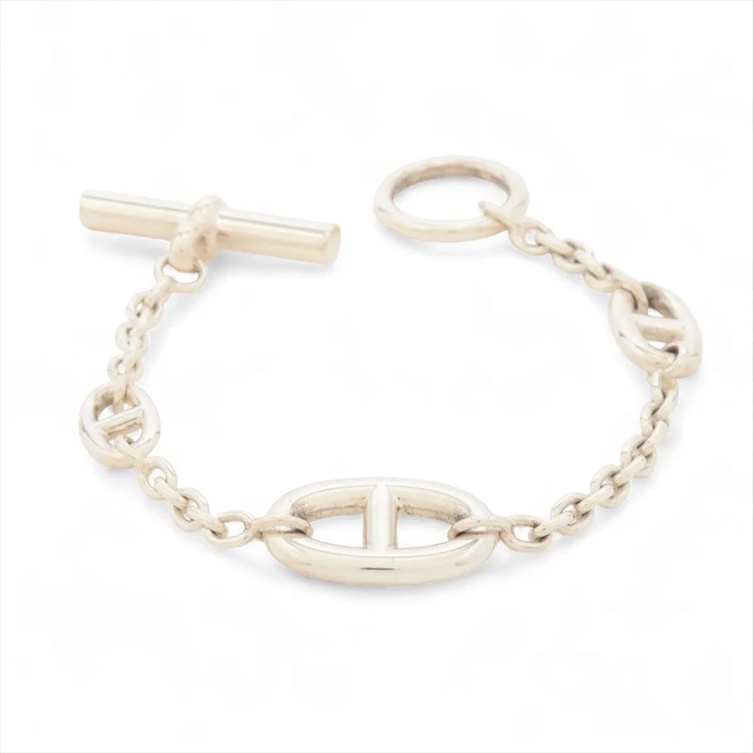HERMÈS CHAÎNE D'ANCRE FARANDOLE BRACELET ST 925 SILVER: Hermès Chaîne d'Ancre Farandole Bracelet ST 925 Silver Brand: Hermès Type: Bracelet Material: 925 Color: Silver Size: Bracelet length:15 Accessories: None Accessories Notice: When
