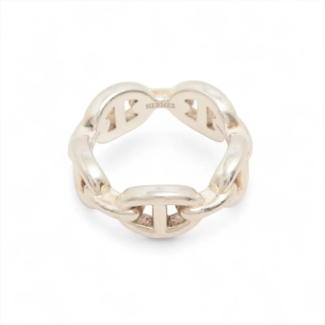 HERMÈS CHAÎNE D'ANCRE ENCHAINEE RING 925 SILVER: Hermès Chaîne d'Ancre Enchainee Ring 925 Silver Brand: Hermès Type: Ring Material: 925 Color: Silver Size: 5.5 - 5.75 US Accessories: None Accessories Notice: When purchasing pre-owned goo