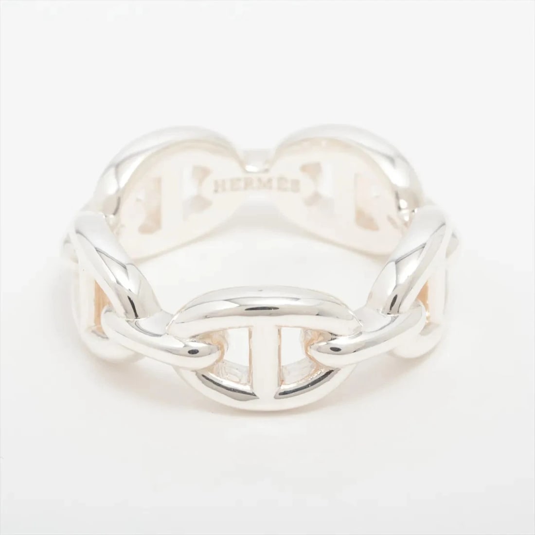 HERMÈS CHAÎNE D'ANCRE ENCHAINEE RING 925 SILVER: Hermès Chaîne d'Ancre Enchainee Ring 925 Silver Brand: Hermès Type: Ring Material: 925 Color: Silver Size: 5.5 - 5.75 US Accessories: None Accessories Notice: When purchasing pre-owned