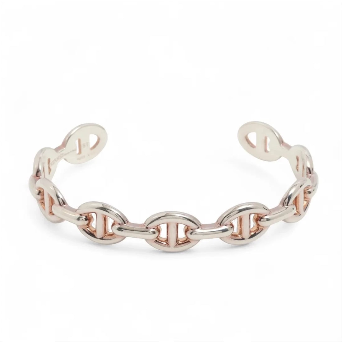 HERMÈS CHAÎNE D'ANCRE ENCHAINEE BANGLE ST 925: Hermès Chaîne d'Ancre Enchainee Bangle ST 925 Brand: Hermès Type: Bracelet Material: 925 Color: Silver Size: Bracelet length:16 Accessories: None Accessories Notice: When purchasing