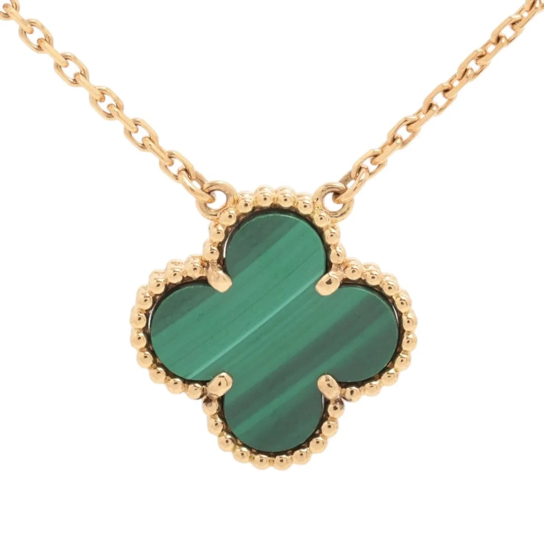 VAN CLEEF & ARPELS VINTAGE ALHAMBRA MALACHITE NECKLACE 750(YG): Van Cleef & Arpels Vintage Alhambra Malachite Necklace 750(YG) Brand: Van Cleef & Arpels Type: Necklace Material: 750(YG) Color: Yellow Gold Size: Chain length:42.5 Accessories: None