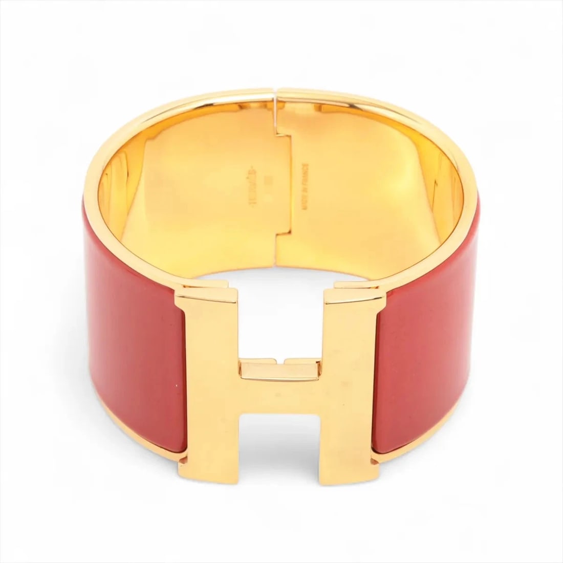 HERMÈS CLICK CRACK BRACELET GP GOLD×RED: Hermès Click crack Bracelet GP gold×red Brand: Hermès Type: Bracelet Material: GP Color: gold×red Size: Bracelet length:16 Accessories: None Accessories Notice: When purchasing pre-owned g