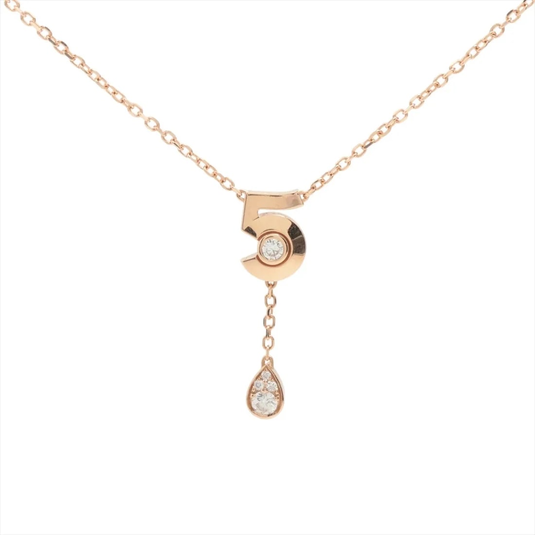CHANEL ETERNAL CHANEL N°5 DIAMOND NECKLACE 750(PG): Chanel Eternal Chanel N°5 diamond Necklace 750(PG) Brand: Chanel Type: Necklace Material: 750(PG) Color: Pink Gold Size: Chain length:48 Accessories: None Accessories Notice: When purchasing