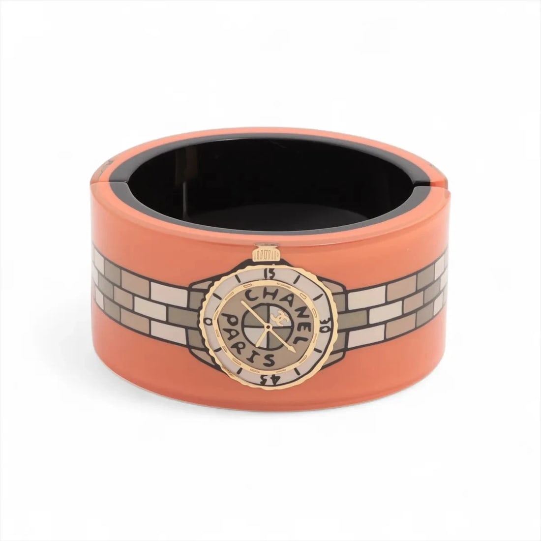 CHANEL COCO MARK LOGO BANGLE RESIN ORANGE WATCH DESIGN: Chanel Coco Mark Logo Bangle Resin Orange watch design Brand: Chanel Type: Bracelet Material: Resin Color: Orange Size: Bracelet length:16 Accessories: None Accessories Notice: When