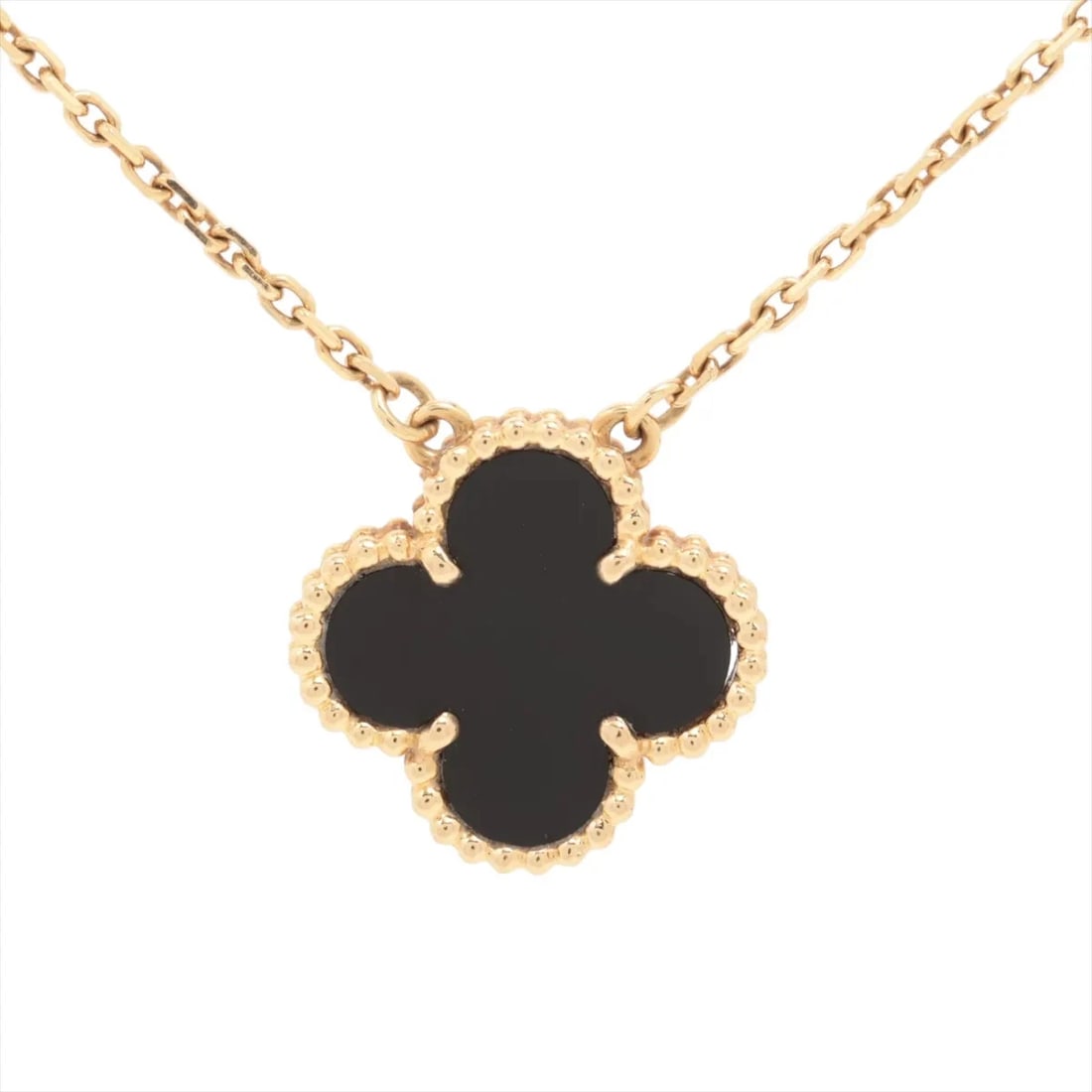 VAN CLEEF & ARPELS VINTAGE ALHAMBRA ONYX NECKLACE 750(YG): Van Cleef & Arpels Vintage Alhambra Onyx Necklace 750(YG) Brand: Van Cleef & Arpels Type: Necklace Material: 750(YG) Color: Yellow Gold Size: Chain length:42.1 Accessories: None Accessories