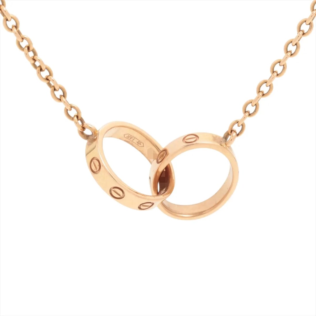 CARTIER BABY LOVE NECKLACE 750(PG): Cartier Baby Love Necklace 750(PG) Brand: Cartier Type: Necklace Material: 750(PG) Color: Pink Gold Size: Chain length:46.3 Accessories: None Accessories Notice: When purchasing pre-owned