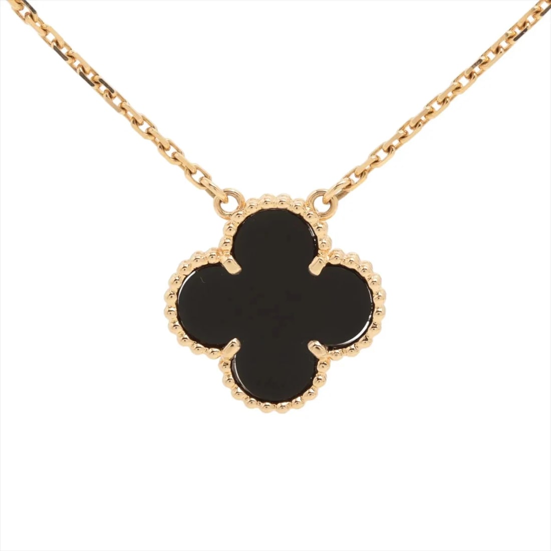 VAN CLEEF & ARPELS VINTAGE ALHAMBRA ONYX NECKLACE 750(YG): Van Cleef & Arpels Vintage Alhambra Onyx Necklace 750(YG) Brand: Van Cleef & Arpels Type: Necklace Material: 750(YG) Color: Yellow gold Size: Chain length:42 Accessories: None Accessories