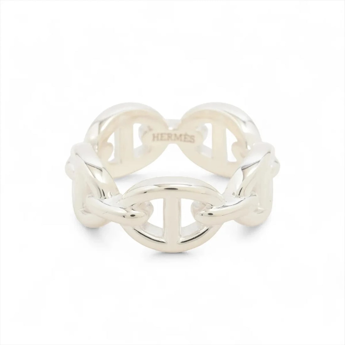 HERMÈS CHAÎNE D'ANCRE ENCHAINEE RING 925 SILVER: Hermès Chaîne d'Ancre Enchainee Ring 925 Silver Brand: Hermès Type: Ring Material: 925 Color: Silver Size: 4 US Accessories: None Accessories Notice: When purchasing pre-owned goods, please