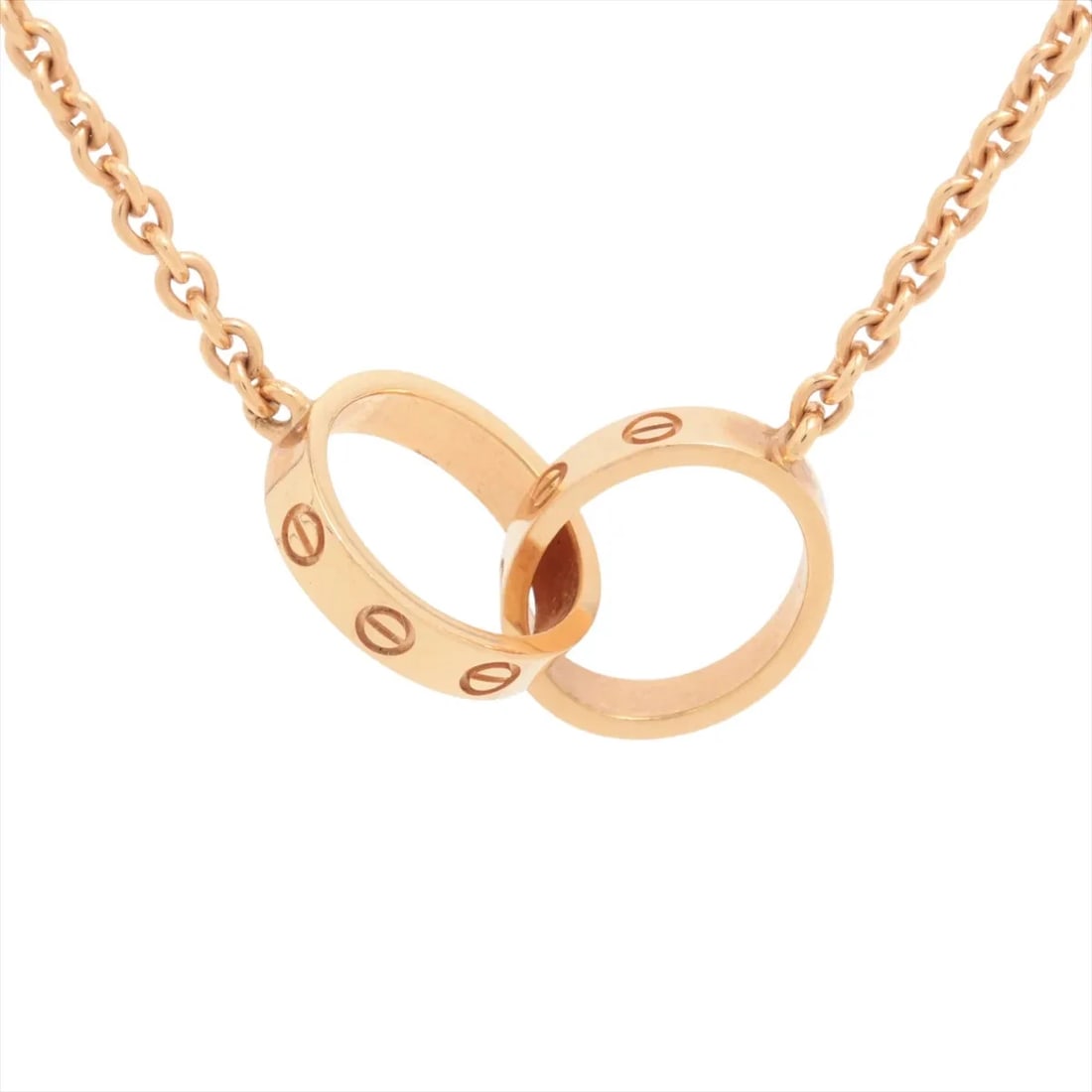 CARTIER BABY LOVE NECKLACE 750(PG): Cartier Baby Love Necklace 750(PG) Brand: Cartier Type: Necklace Material: 750(PG) Color: Pink Gold Size: Chain length:43.7 Accessories: None Accessories Notice: When purchasing pre-owned
