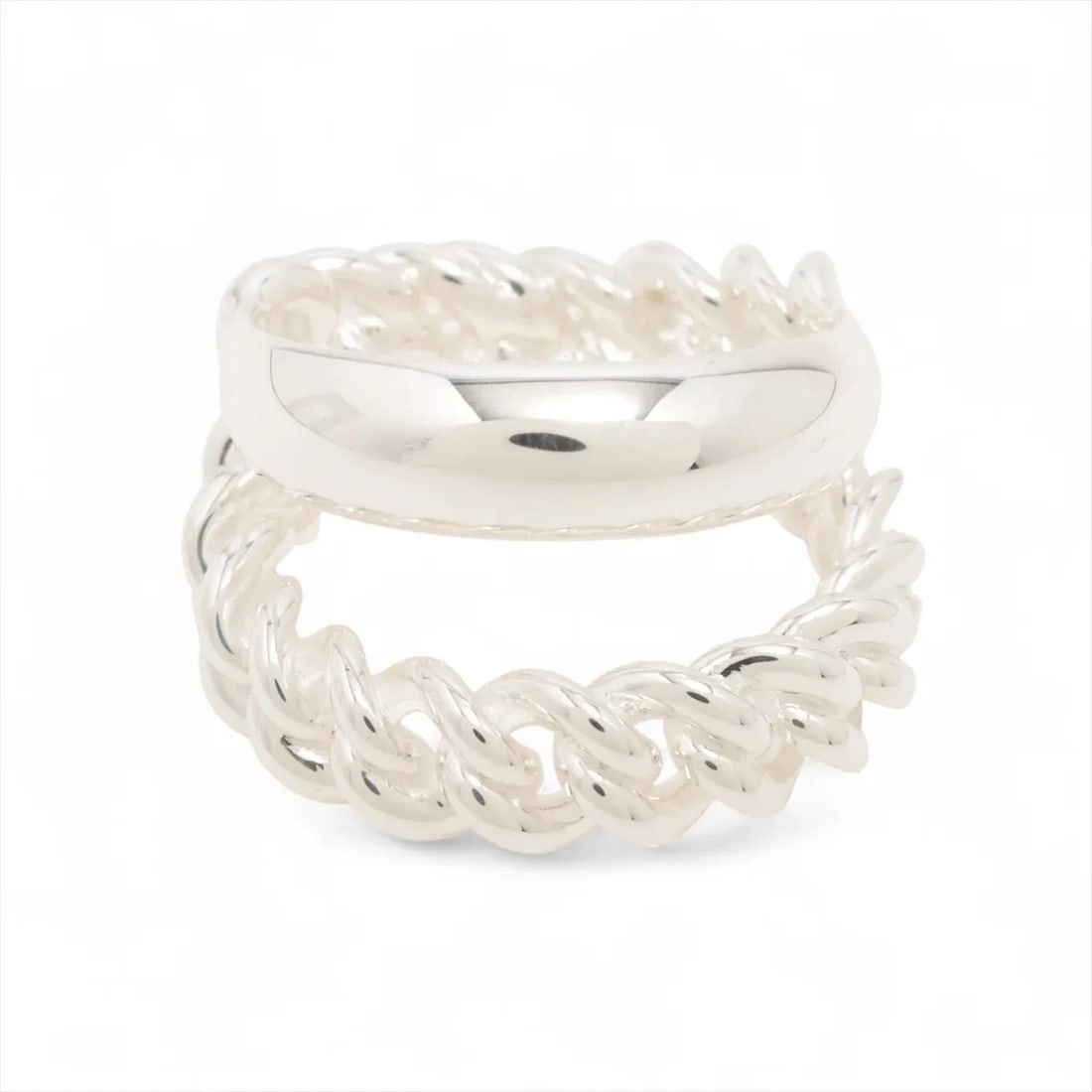 HERMÈS BOUCLES SERIE UNFLEXIBLES RING 925 SILVER: Hermès Boucles Serie unflexibles Ring 925 Silver Brand: Hermès Type: Ring Material: 925 Color: Silver Size: 6.25 - 6.5 US Accessories: None Accessories Notice: When purchasing pre-owned
