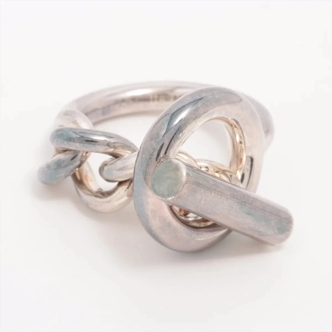 HERMÈS CROISET RING 925 SILVER: Hermès Croiset Ring 925 Silver Brand: Hermès Type: Ring Material: 925 Color: Silver Size: 6.75 - 7 US Accessories: None Accessories Notice: When purchasing pre-owned goods, please refer to
