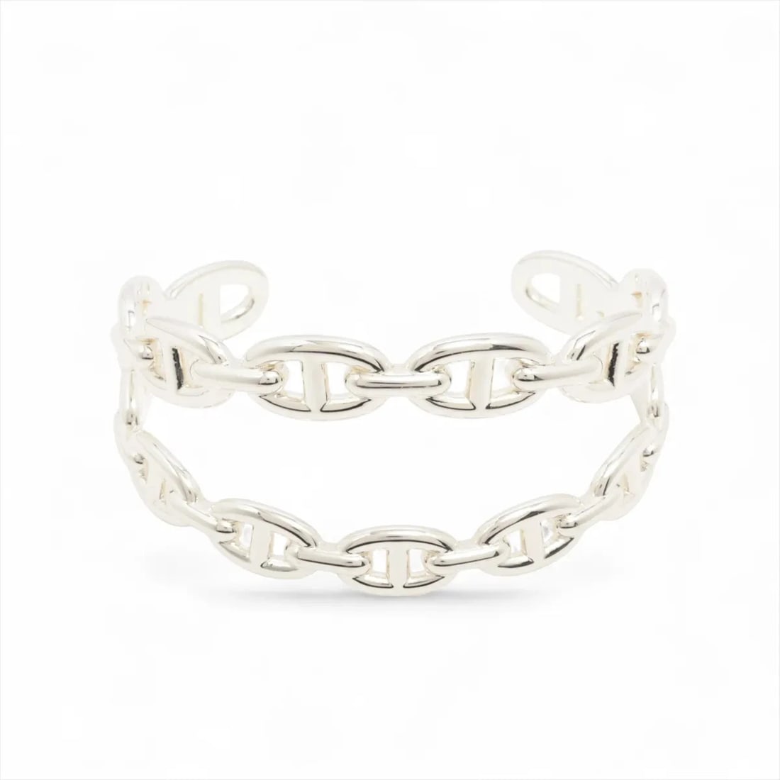 HERMÈS CHÈNE DUNKLE ENCHÉNÉABLE BANGLE 925 SILVER: Hermès Chène Dunkle Enchénéable Bangle 925 Silver Brand: Hermès Type: Bracelet Material: 925 Color: Silver Size: Bracelet length:15.5 Accessories: None Accessories Notice: When purchasing