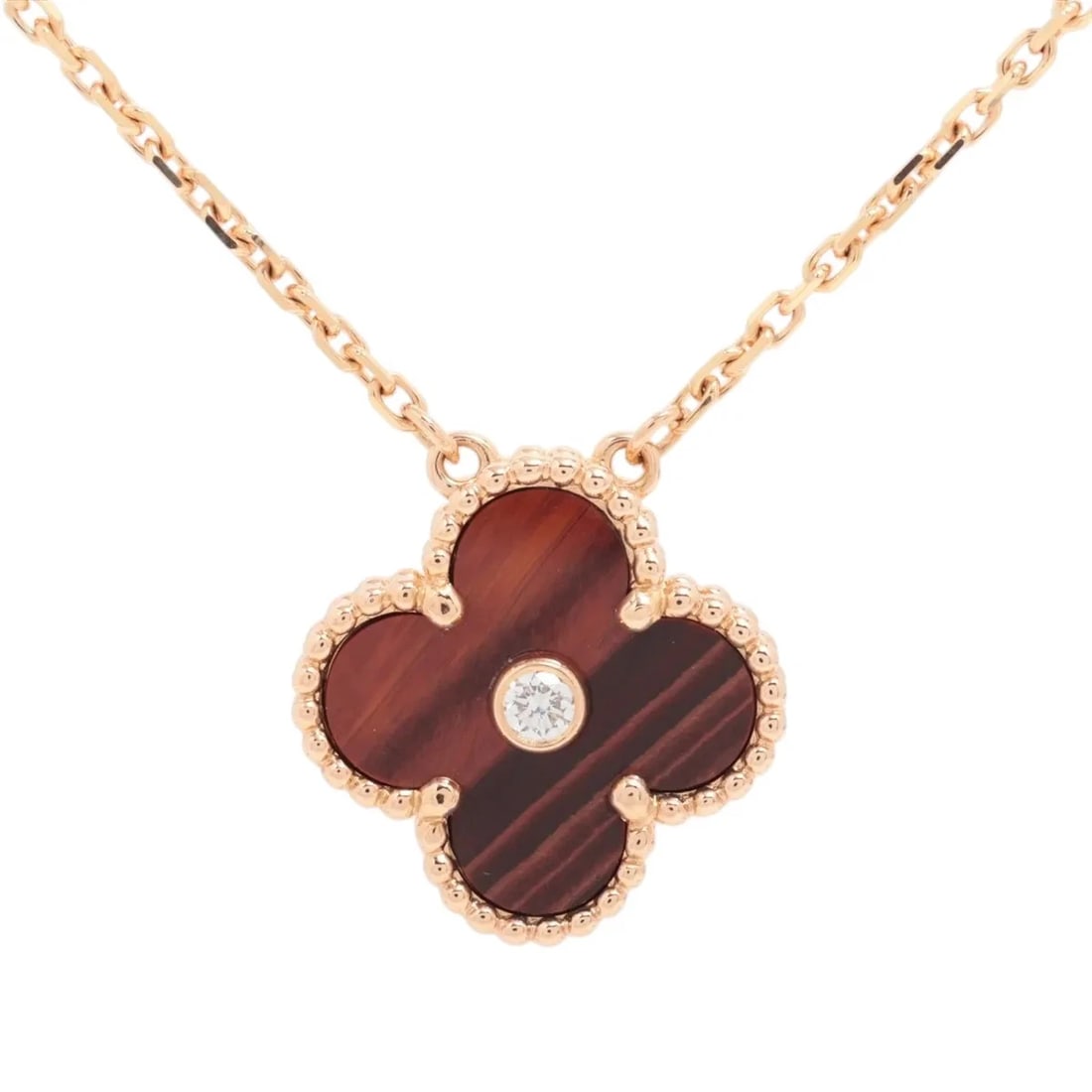 VAN CLEEF & ARPELS VINTAGE ALHAMBRA DIAMOND NECKLACE 750(PG): Van Cleef & Arpels Vintage Alhambra diamond Necklace 750(PG) Brand: Van Cleef & Arpels Type: Necklace Material: 750(PG) Color: Pink Gold Size: Chain length:42.3 Accessories: None Accessories