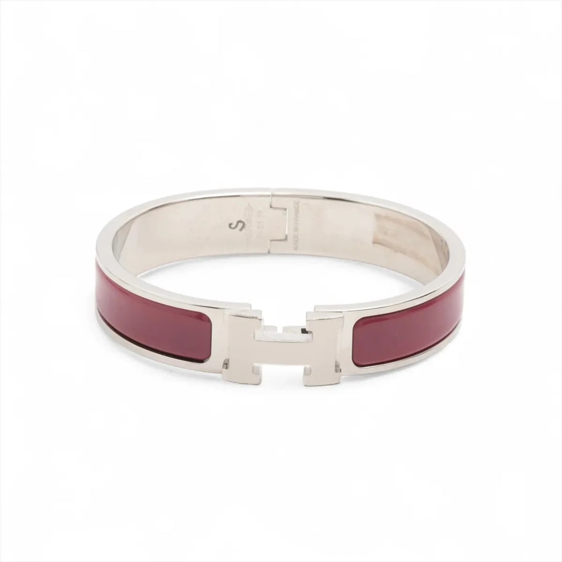 HERMÈS CLICK H FAN BRACELET GP SILVER X PURPLE SOLD: Hermès Click H fan Bracelet GP Silver x purple Sold Brand: Hermès Type: Bracelet Material: GP Color: Silver x purple Size: Bracelet length:16 Accessories: None Accessories Notice: When