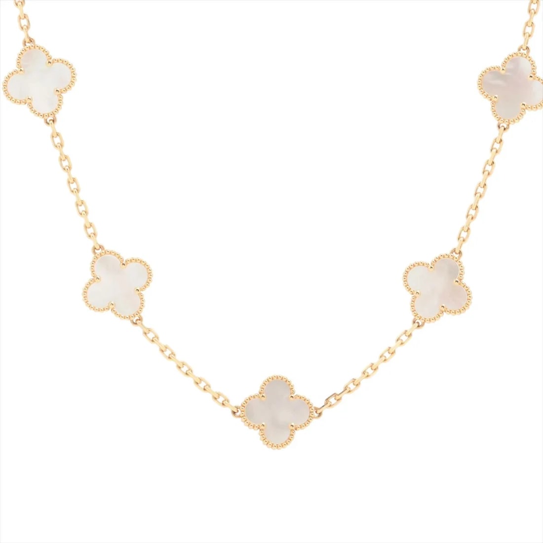 VAN CLEEF & ARPELS VINTAGE ALHAMBRA NECKLACE 750(YG): Van Cleef & Arpels Vintage Alhambra Necklace 750(YG) Brand: Van Cleef & Arpels Type: Necklace Material: 750(YG) Color: Yellow Gold Size: Chain length:43.3 Accessories: None Accessories Not
