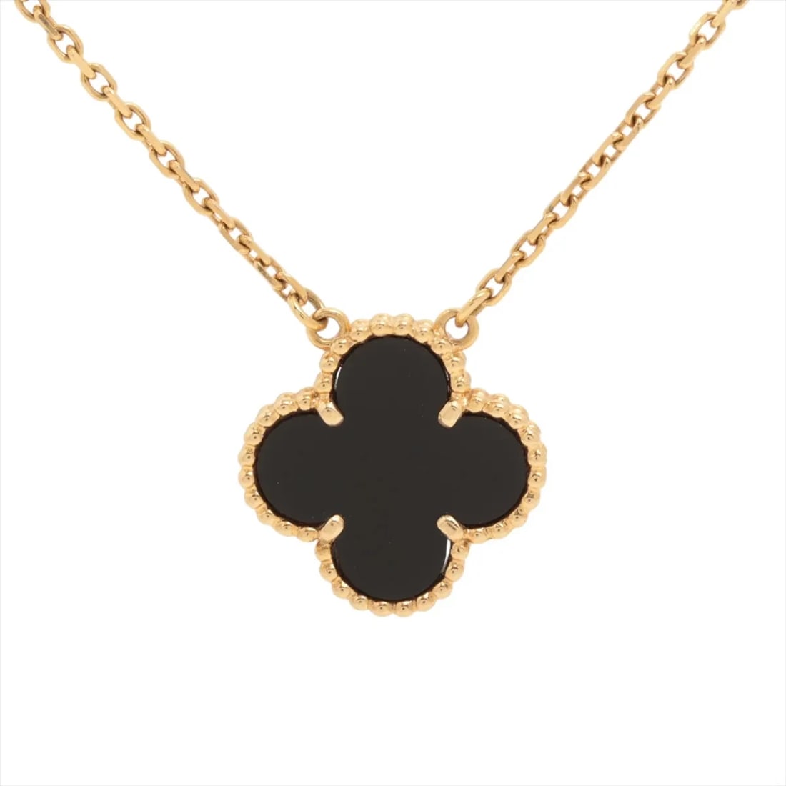 VAN CLEEF & ARPELS VINTAGE ALHAMBRA ONYX NECKLACE 750(YG): Van Cleef & Arpels Vintage Alhambra Onyx Necklace 750(YG) Brand: Van Cleef & Arpels Type: Necklace Material: 750(YG) Color: Yellow Gold Size: Chain length:42.1 Accessories: None Accessories
