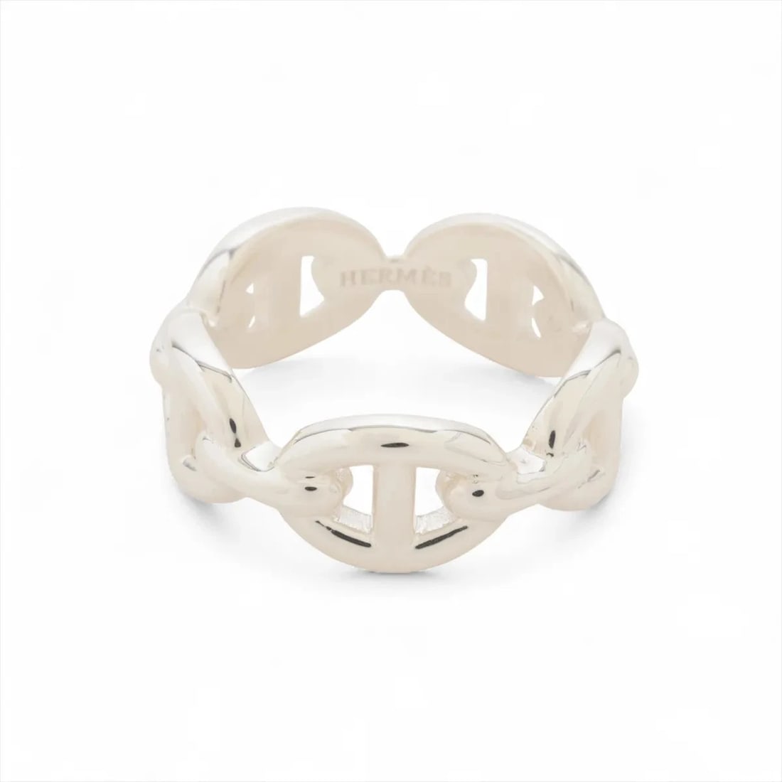 HERMÈS CHAÎNE D'ANCRE ENCHAINEE RING 925 SILVER: Hermès Chaîne d'Ancre Enchainee Ring 925 Silver Brand: Hermès Type: Ring Material: 925 Color: Silver Size: 6 US Accessories: None Accessories Notice: When purchasing pre-owned goods, please
