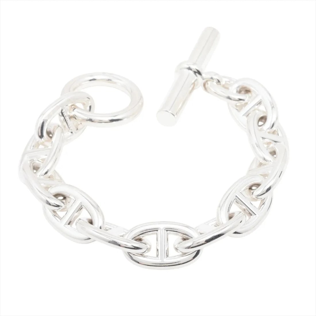 HERMÈS CHAÎNE D'ANCRE TGM BRACELET 11 FRAMES 925 SILVER: Hermès Chaîne d'Ancre TGM Bracelet 11 frames 925 Silver Brand: Hermès Type: Bracelet Material: 925 Color: Silver Size: Bracelet length:16 Accessories: None Accessories Notice: When purchas