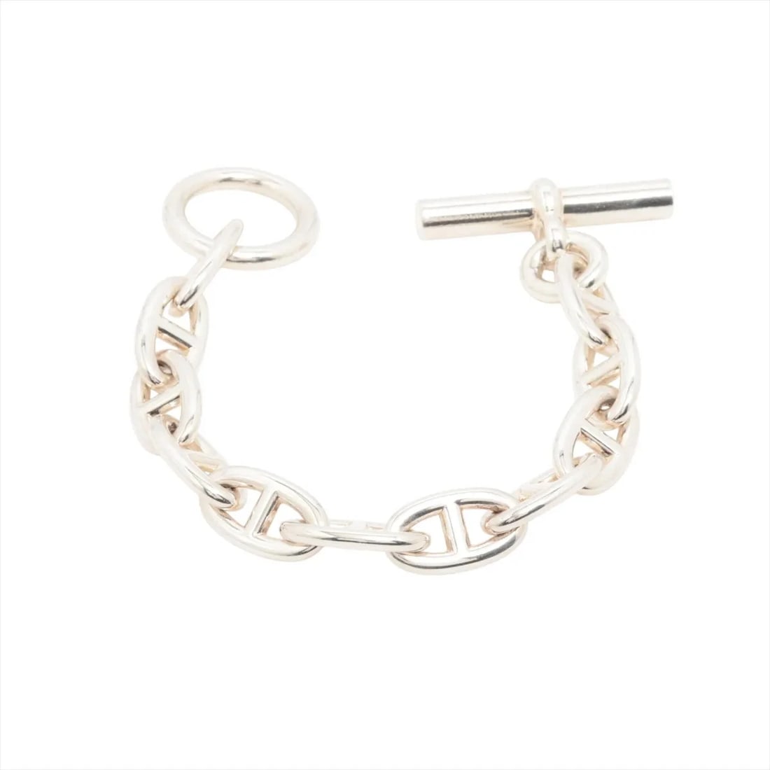 HERMÈS CHAÎNE D'ANCRE BRACELET 11 FRAMES 925: Hermès Chaîne d'Ancre Bracelet 11 frames 925 Brand: Hermès Type: Bracelet Material: 925 Color: Silver Size: Bracelet length:14.5 Accessories: None Accessories Notice: When purchasing pre-o