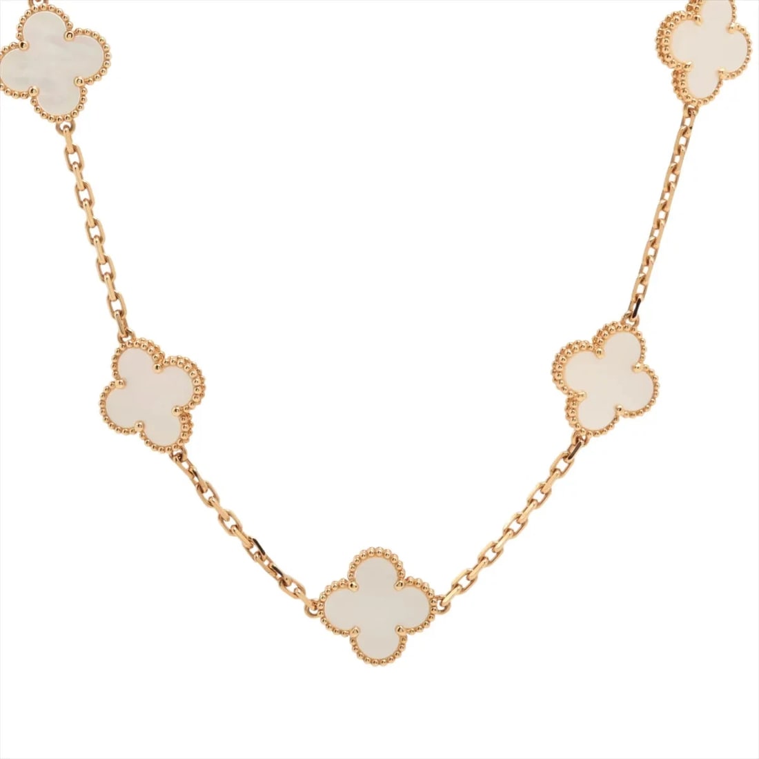 VAN CLEEF & ARPELS VINTAGE ALHAMBRA NECKLACE 750(YG): Van Cleef & Arpels Vintage Alhambra Necklace 750(YG) Brand: Van Cleef & Arpels Type: Necklace Material: 750(YG) Color: Yellow Gold Size: Chain length:42.7 Accessories: None Accessories