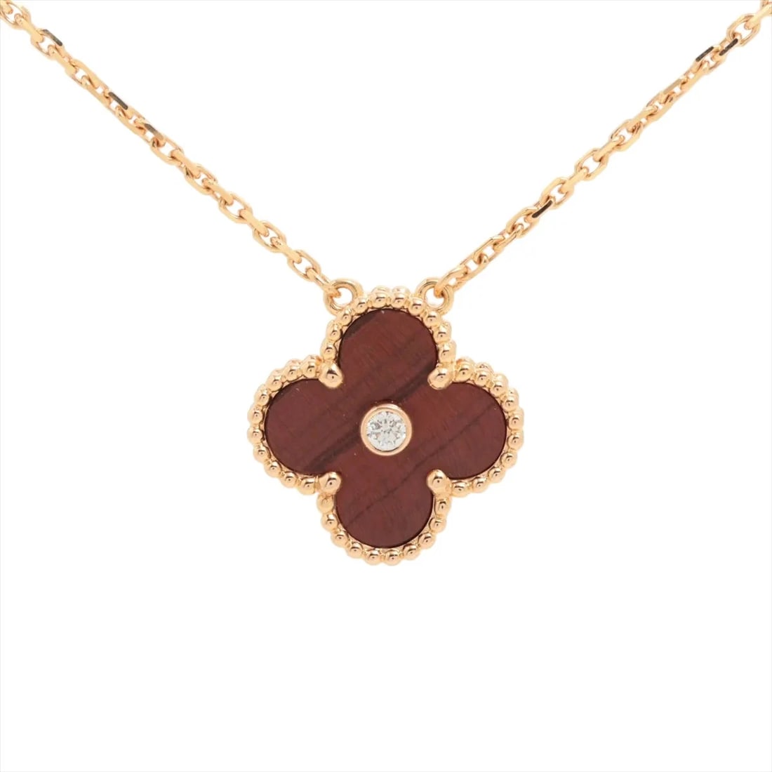 VAN CLEEF & ARPELS VINTAGE ALHAMBRA BULLSEYE DIAMOND NECKLACE 750(PG): Van Cleef & Arpels Vintage Alhambra Bullseye diamond Necklace 750(PG) Brand: Van Cleef & Arpels Type: Necklace Material: 750(PG) Color: Pink Gold Size: Chain length:42. Accessories: None