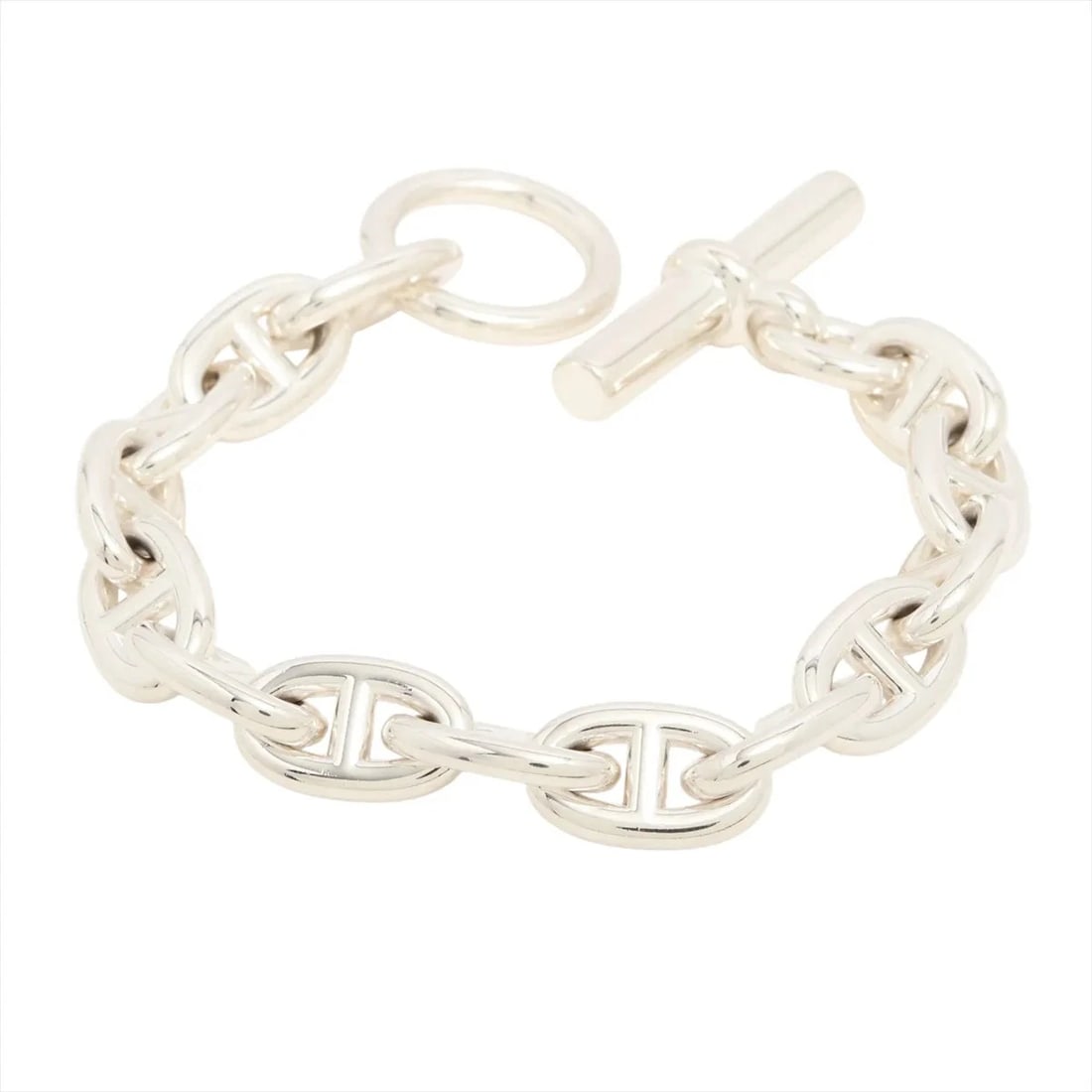 HERMÈS CHAÎNE D'ANCRE BRACELET 14 FRAMES 925 SILVER: Hermès Chaîne d'Ancre Bracelet 14 frames 925 Silver Brand: Hermès Type: Bracelet Material: 925 Color: Silver Size: Bracelet length:14.5 Accessories: None Accessories Notice: When purchasin