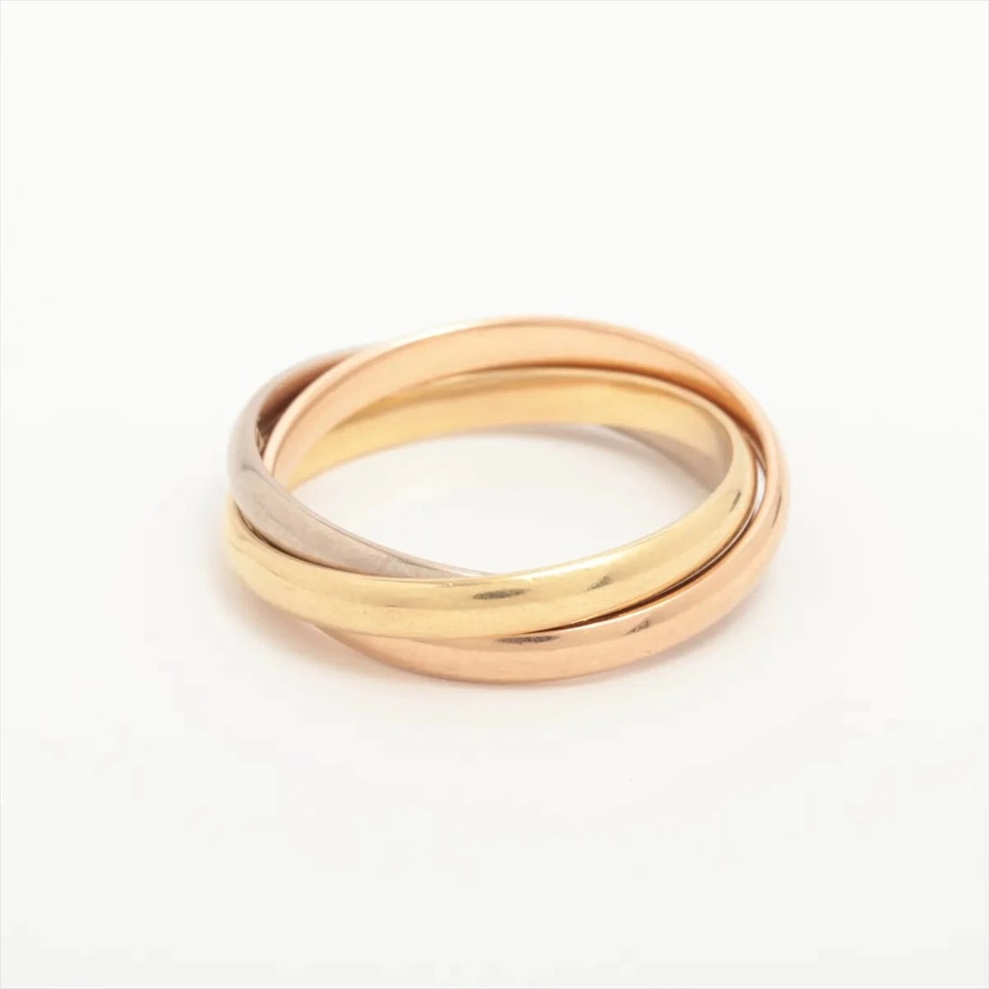 CARTIER TRINITY RING 750(YG×PG×WG): Cartier Trinity Ring 750(YG×PG×WG) Brand: Cartier Type: Ring Material: 750(YG×PG×WG) Color: (YG×PG×WG) Size: 7.5 US Accessories: None Accessories Notice: When purchasing pre-owned goods, p