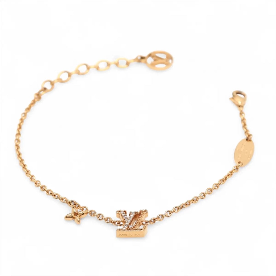LOUIS VUITTON BRACELET LV ICONIC BRACELET GP×RHINESTONE GOLD: Louis Vuitton Bracelet LV Iconic Bracelet GP×Rhinestone Gold Brand: Louis Vuitton Type: Bracelet Material: GP×Rhinestone Color: Yellow Gold Size: Bracelet length:18 Accessories: None