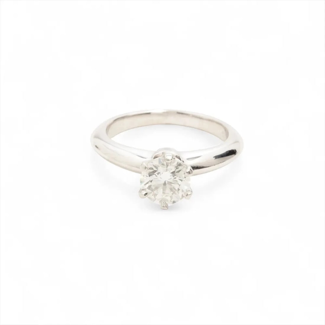 TIFFANY SOLITAIRE DIAMOND RING PT950: Tiffany Solitaire diamond Ring Pt950 Brand: Tiffany Type: Ring Material: Pt950 Color: Silver Size: 3.25 US Accessories: None Accessories Notice: When purchasing pre-owned goods, please ref