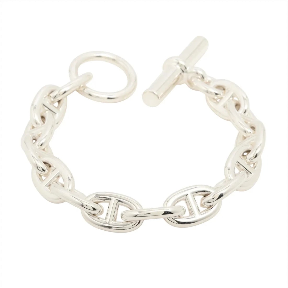 HERMÈS CHAÎNE D'ANCRE BRACELET 14 FRAMES 925 SILVER: Hermès Chaîne d'Ancre Bracelet 14 frames 925 Silver Brand: Hermès Type: Bracelet Material: 925 Color: Silver Size: Bracelet length:14 Accessories: None Accessories Notice: When purchasing