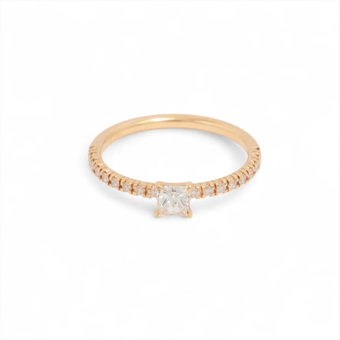 CARTIER ETINCELLE DOO CARTIER HEART ETERNITY PRINCESS CUT DIAMOND RING: Cartier Etincelle Doo Cartier Heart Eternity Princess Cut diamond Ring Brand: Cartier Type: Ring Material: 750(YG) Color: Yellow Gold Size: 3.75 US Accessories: None Accessories Notice: Wh