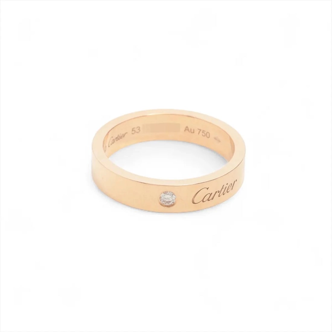 CARTIER WEDDING 1P DIAMOND RING 750(PG): Cartier wedding 1P diamond Ring 750(PG) Brand: Cartier Type: Ring Material: 750(PG) Color: Pink Gold Size: 6 - 6.25 US Accessories: None Accessories Notice: When purchasing pre-owned goods