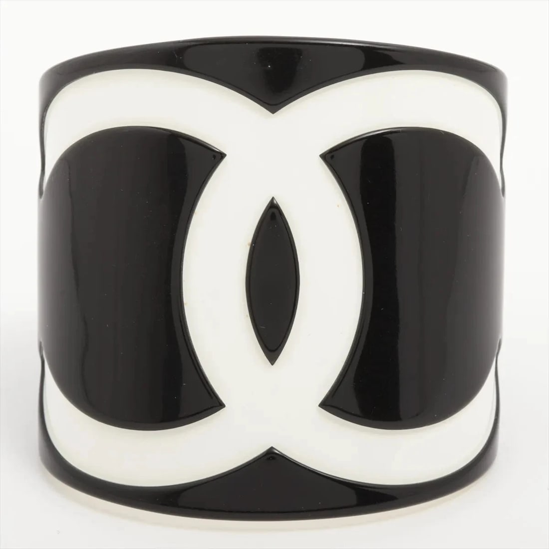 CHANEL COCO MARK BANGLE PLASTIC BLACK × WHITE - 3